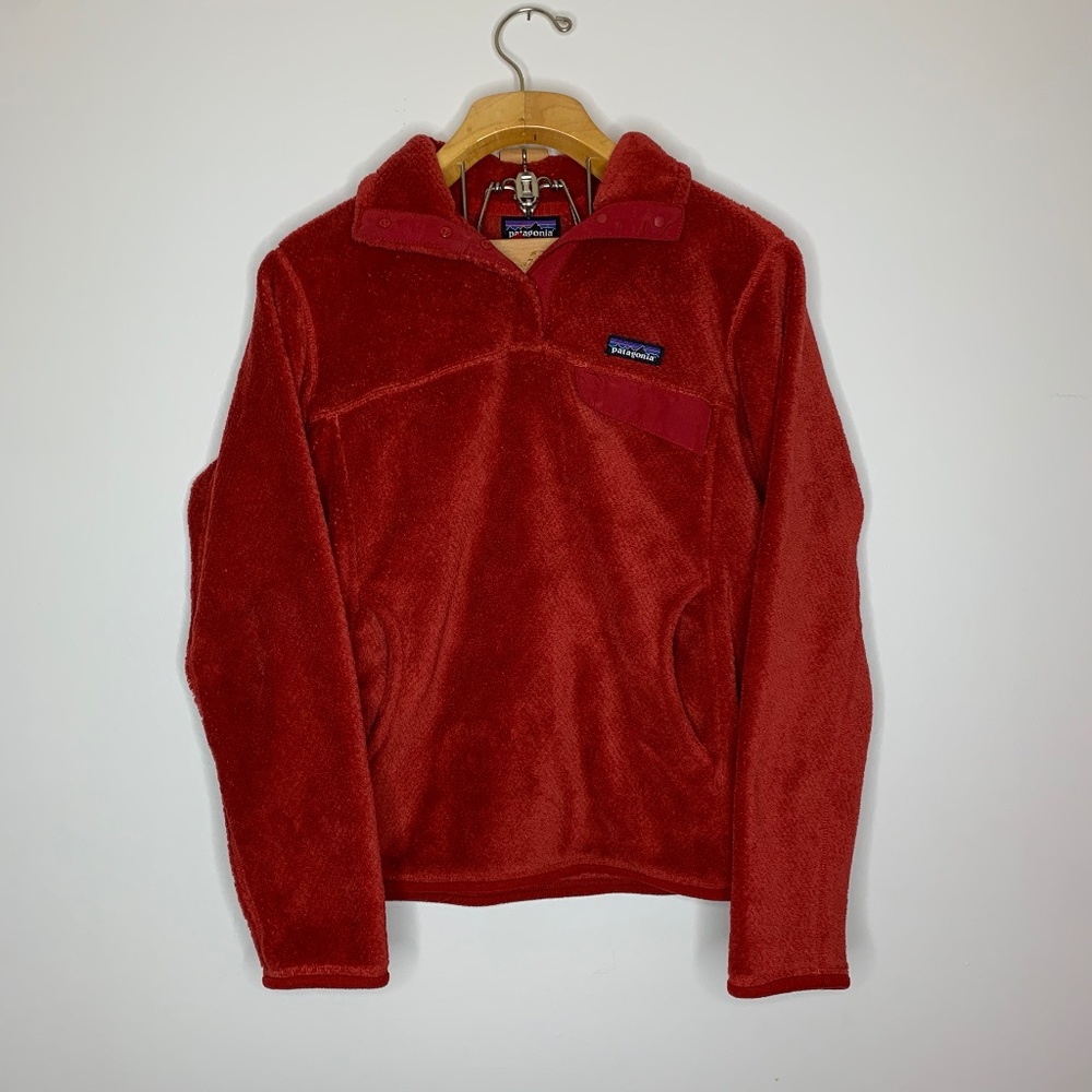 Patagonia Red Fleece Button Down Sweatshirt